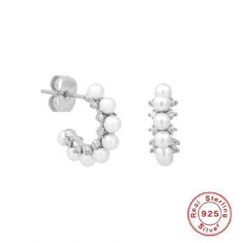 Factory  jewellry fashion sterling silver earrings  with pearl