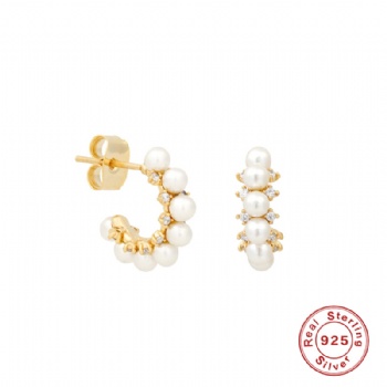 Factory  jewellry fashion sterling silver earrings  with pearl